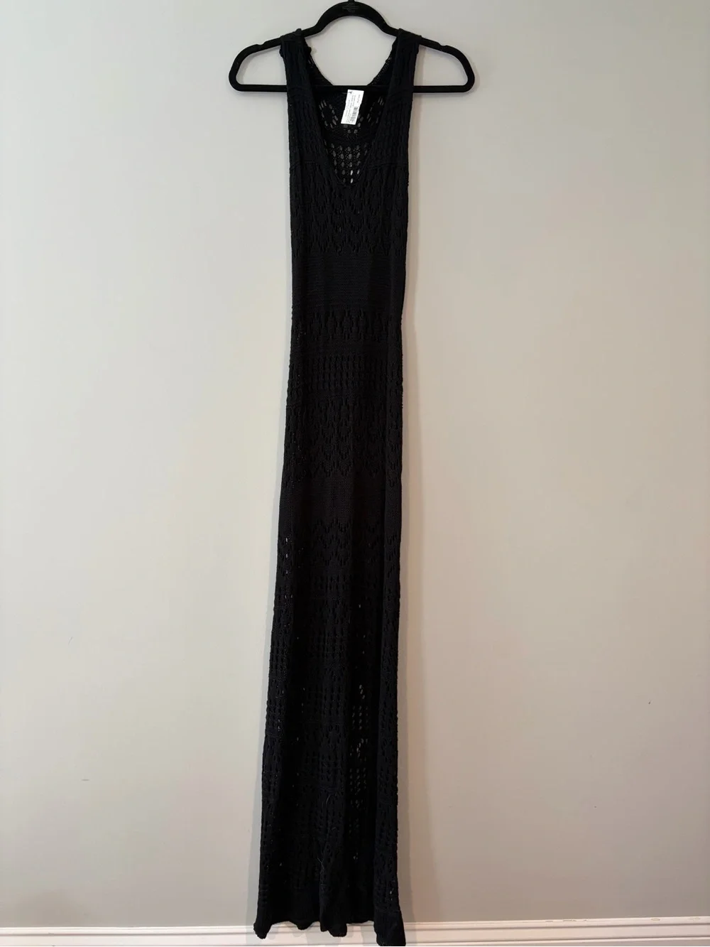 Black Crochet Maxi Dress - Picture 1 of 4